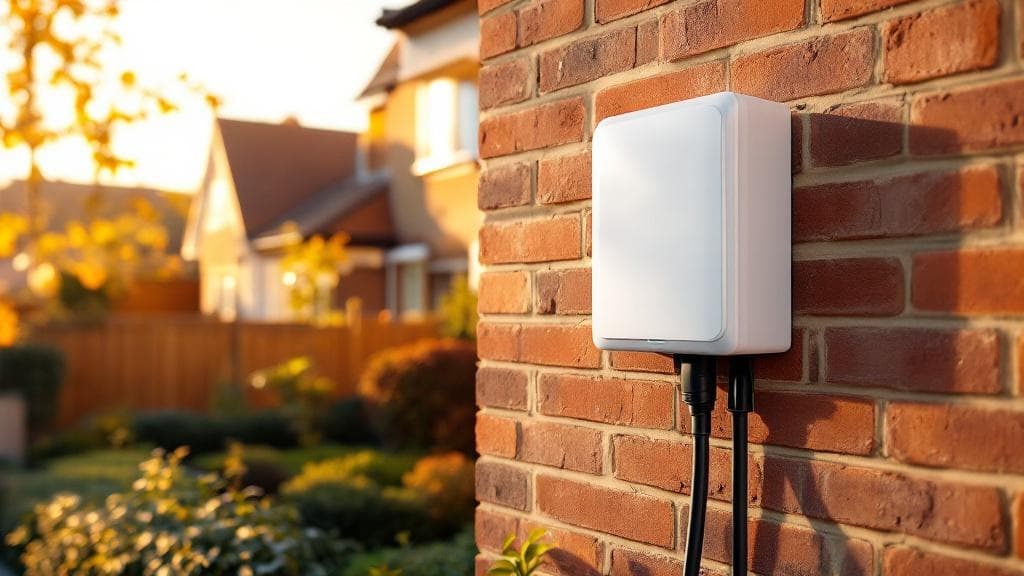 Electric car charging at home with wall-mounted EV charger